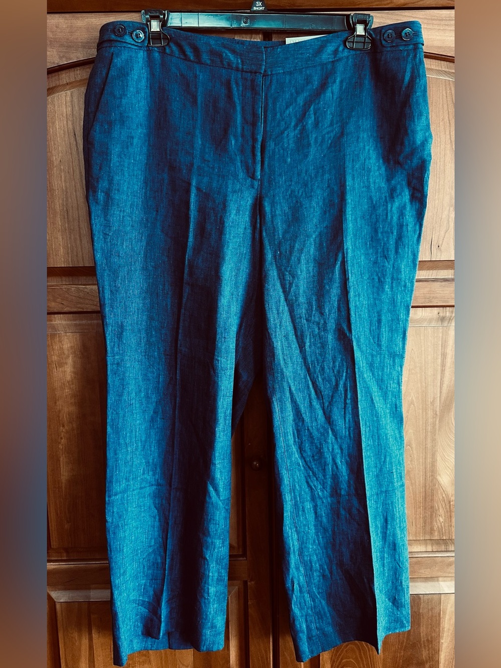 Talbots "Windsor" Style Linen Trouser in Navy Blue NWT, 18WP,side, rear pockets.